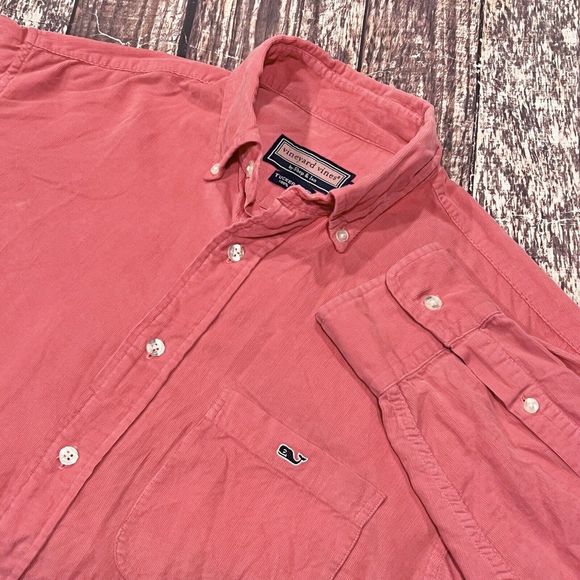 Vineyard Vines Mens Coral Tucker Corduroy Long Sleeve Button Shirt Size‎ Medium - Picture 1 of 8